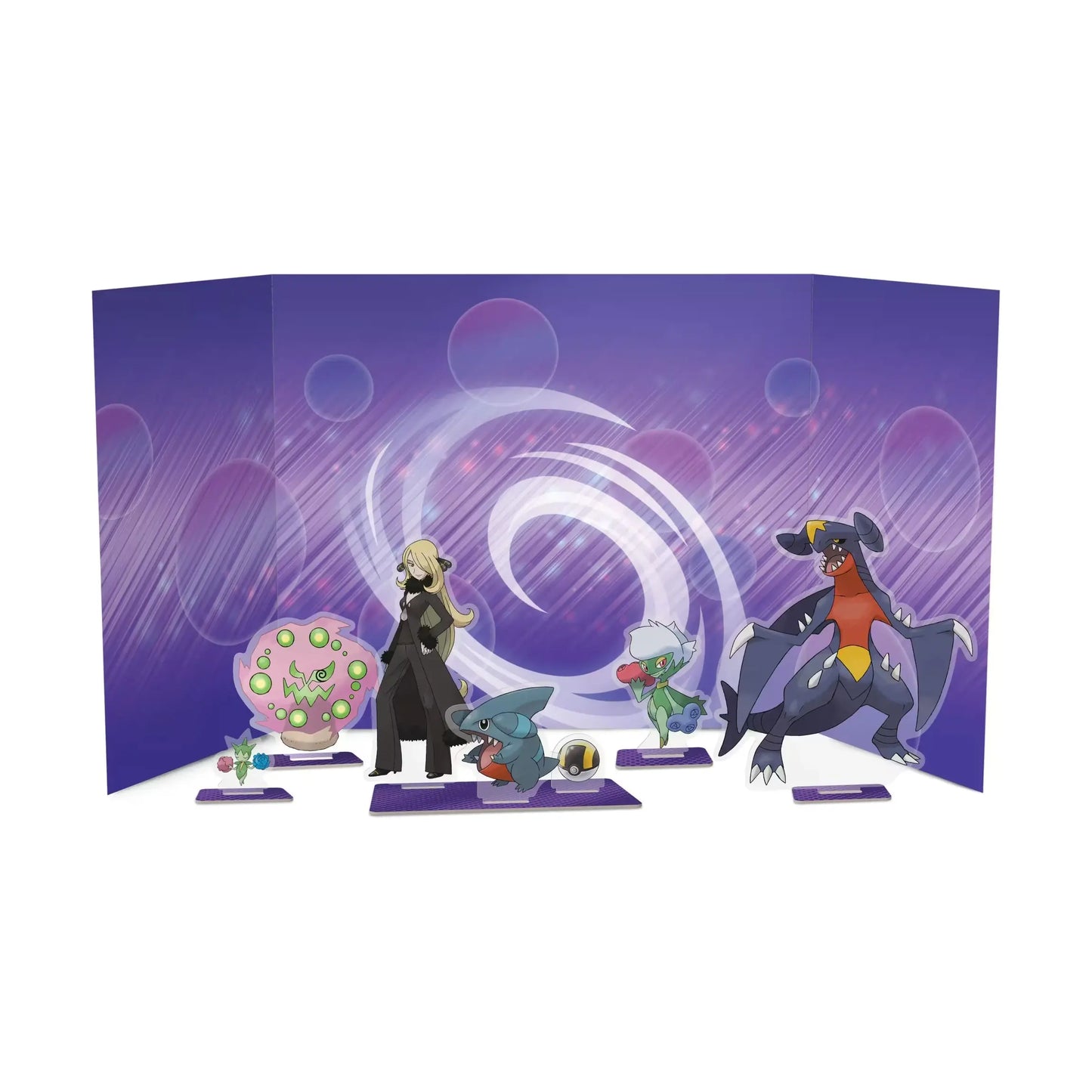 Acrylic standees and backdrop from Cynthia's Garchomp ex collection