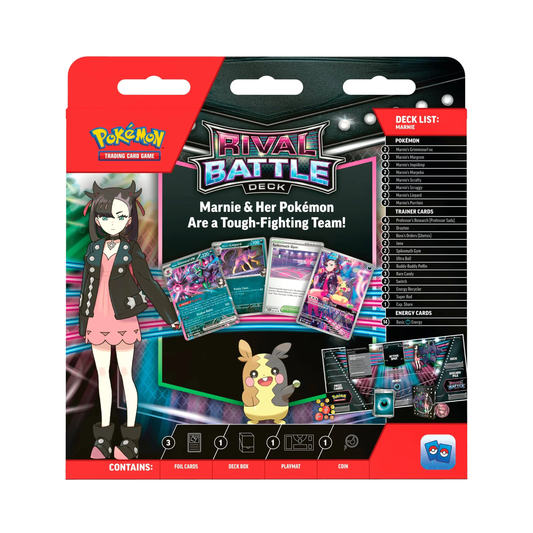 Two Pokémon Rival Battle decks featuring Steven and Marnie
