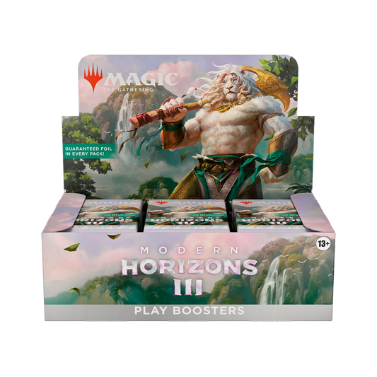 Card game booster pack with character illustration and 'Modern Horizons III' branding.