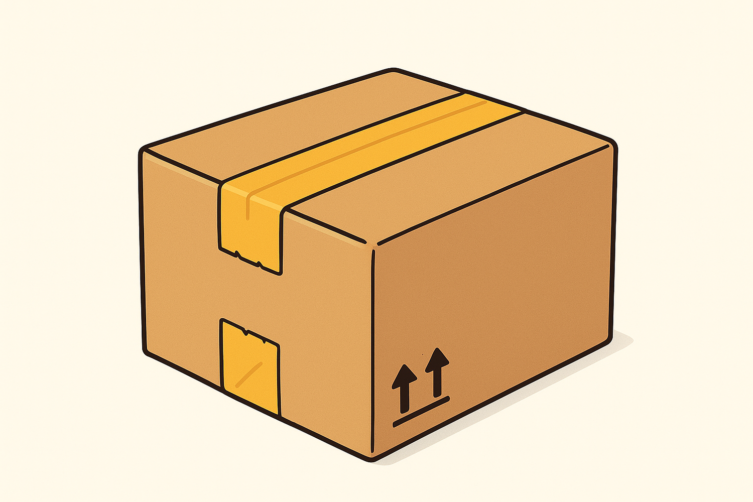 Sturdy cardboard box securely closed with packing tape