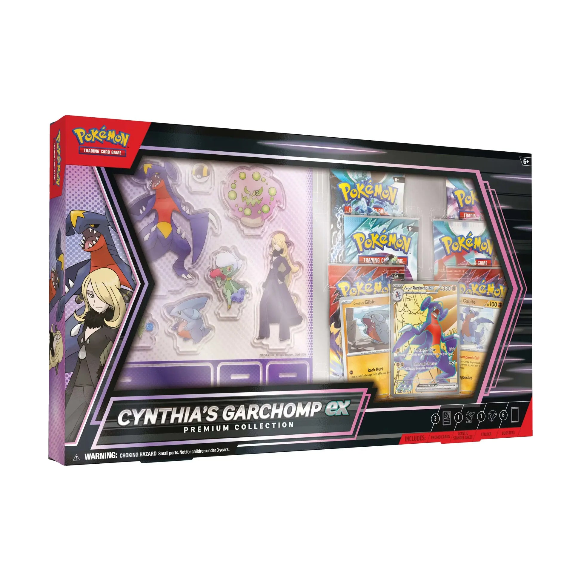 Pokémon trading card game packaging featuring Cynthia's Garchomp ex