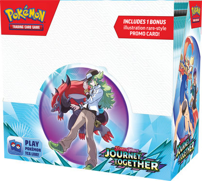 Pokémon Journey Together Enhanced Booster Display Box front view (closed, angled)