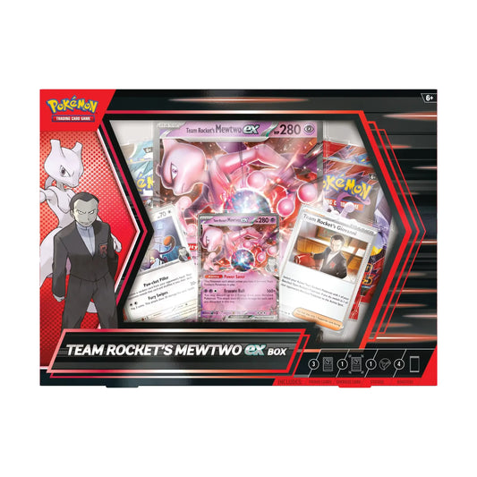 Pokémon trading card game box featuring Team Rocket's Mewtwo ex