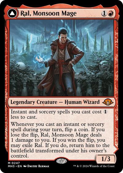 Magic - Ral, Monsoon Mage // Ral, Leyline Prodigy (MH3 #247, normal, EN, NM)