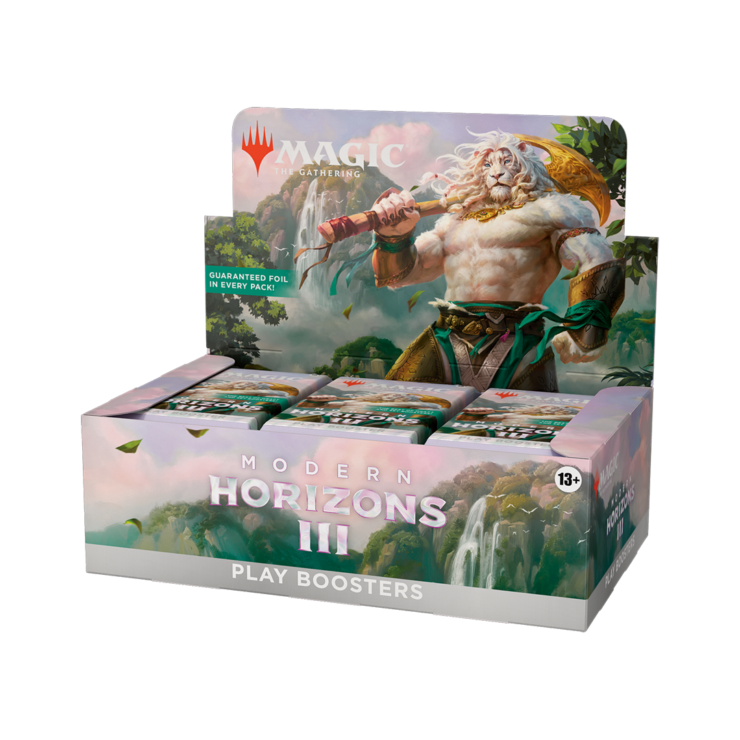 Card game booster pack with character illustration and 'Modern Horizons III' branding.