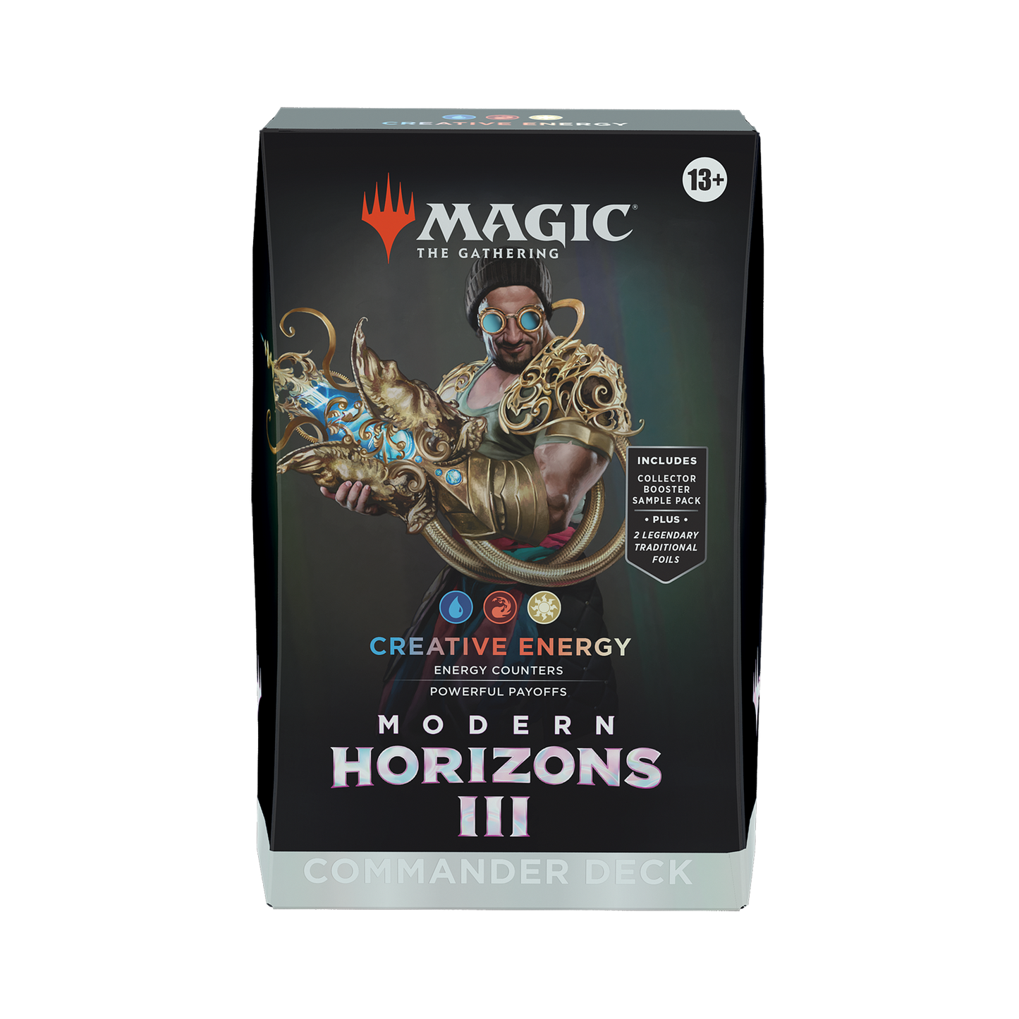Card game box for 'Modern Horizons III' with character illustration and 'Magic: The Gathering' branding.