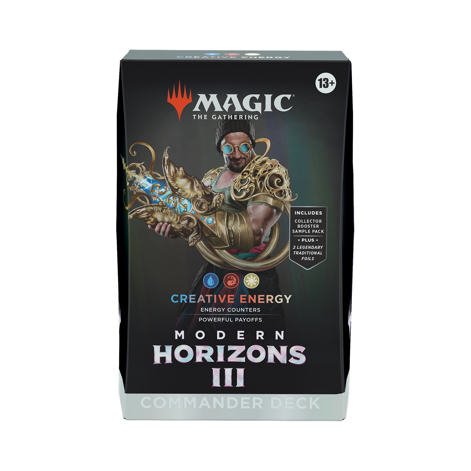 Card game box for 'Modern Horizons III' with character illustration and 'Magic: The Gathering' branding.