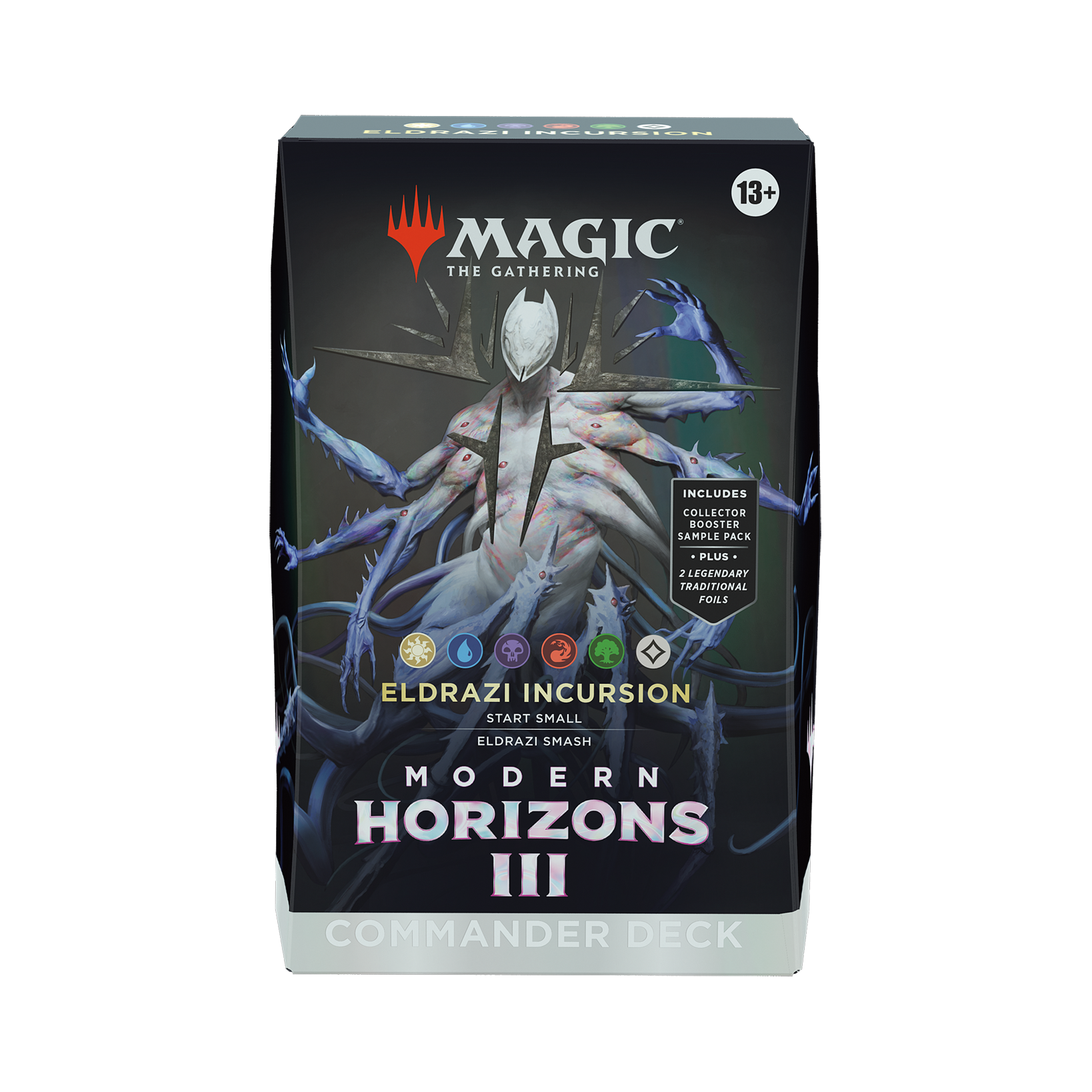 Card game box for 'Modern Horizons III' with 'Eldrazi Incursion' featuring 'Magic: The Gathering' logo.