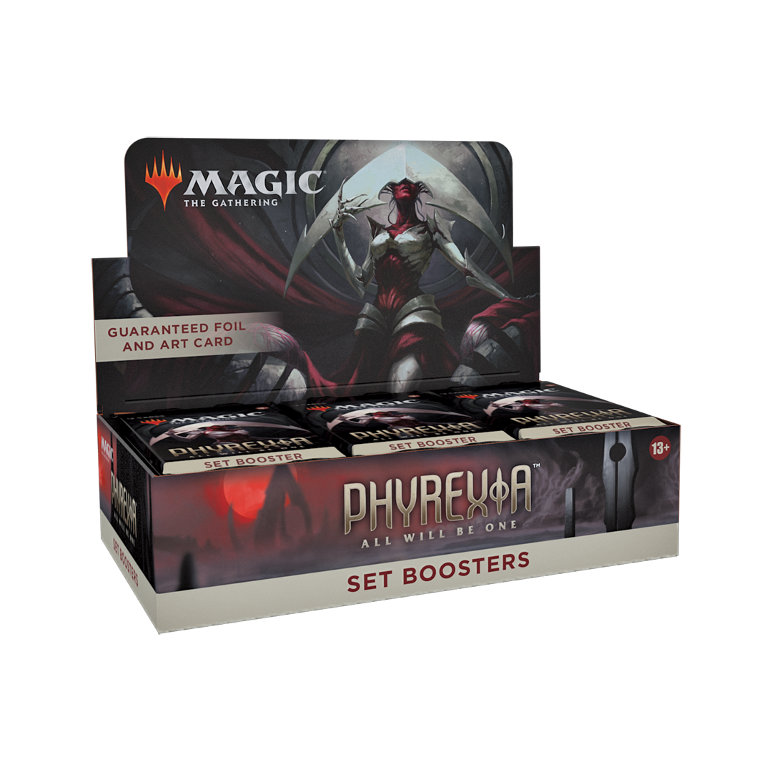 Box of Magic: The Gathering Phyleva set boosters on a white background