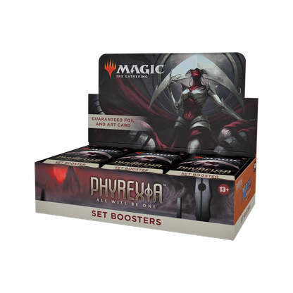 Box of Magic: The Gathering Phyreuxa Set Boosters on a white background