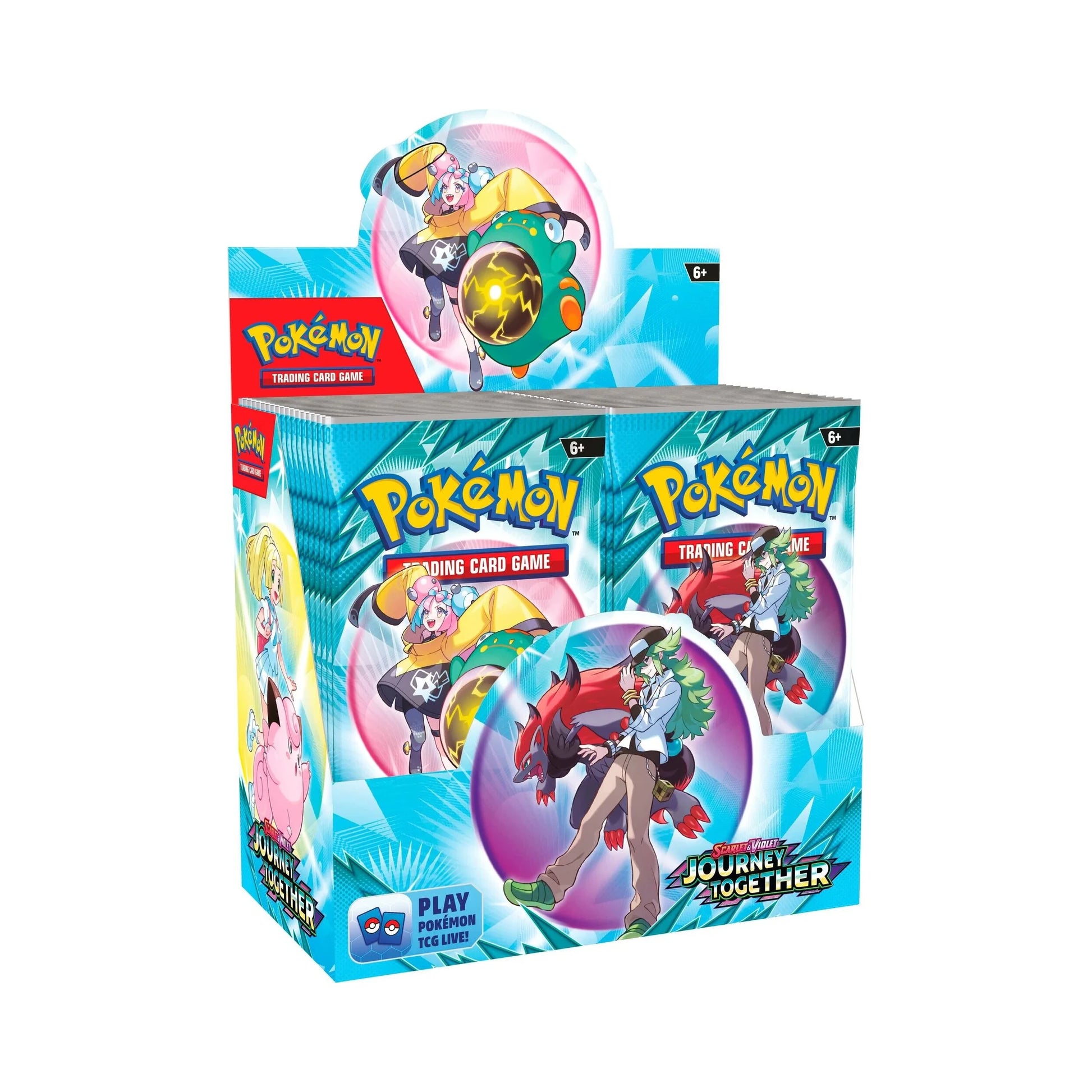 Pokémon Journey Together Enhanced Booster Display Box front view (angled)